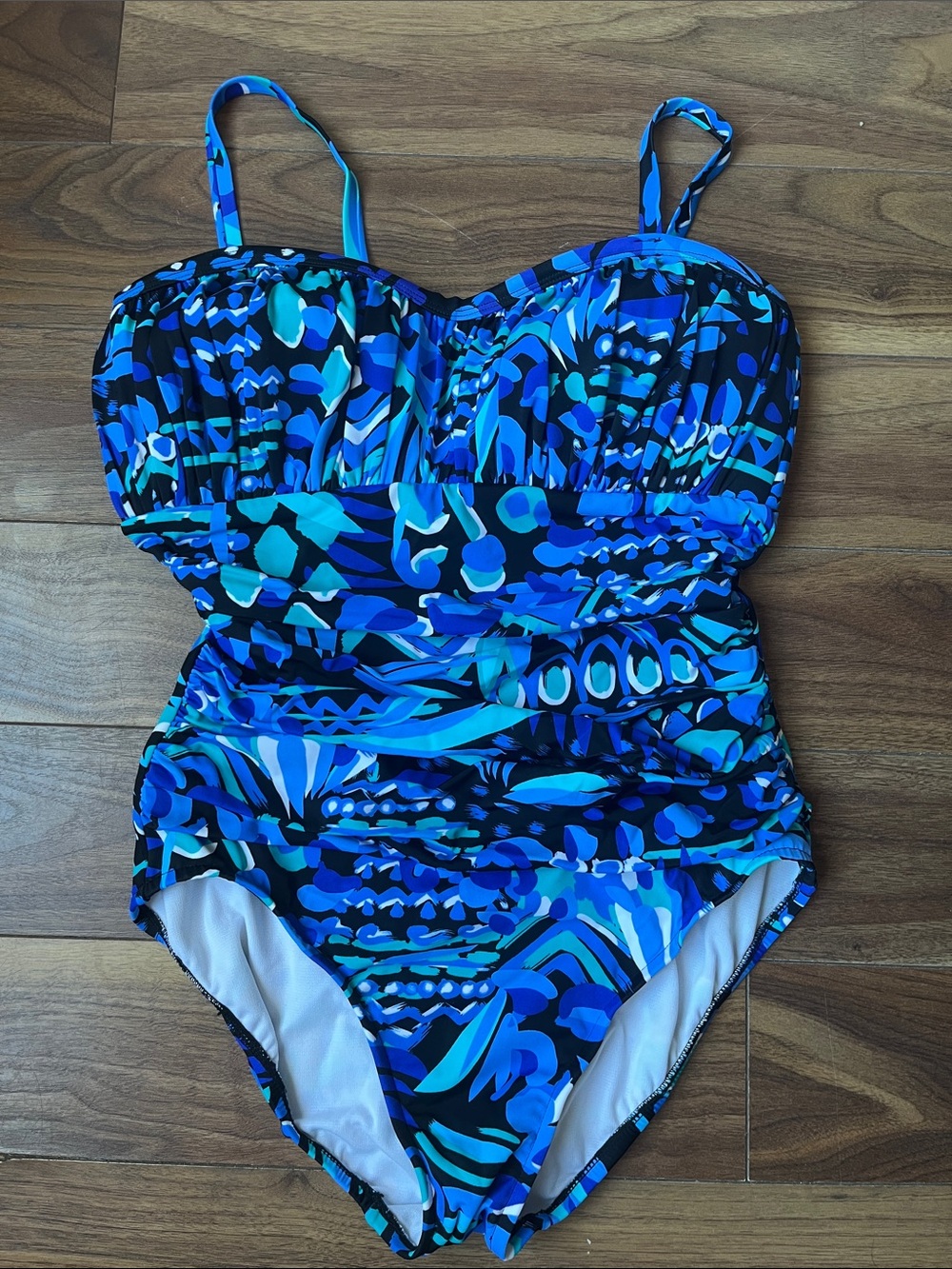 Women Swimwear One-piece Heart Removable Strap Blue Black Teal Summer Size 12